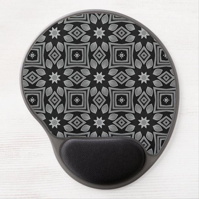 Black and Grey Geometric design Gel Mouse Pad (Front)
