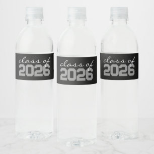 Black and Grey Graduation Water Bottle Labels