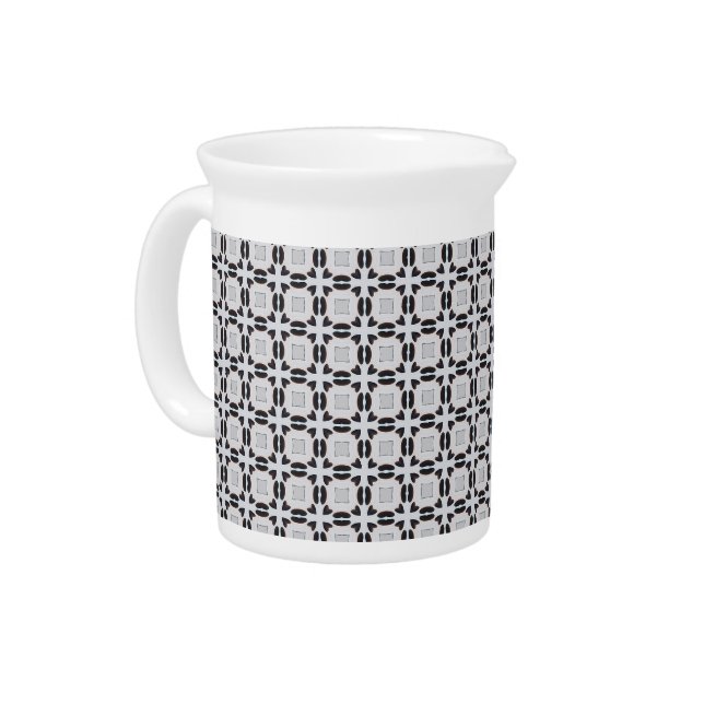 Black and Grey Graphic Tiled Pattern Pitcher (Left)