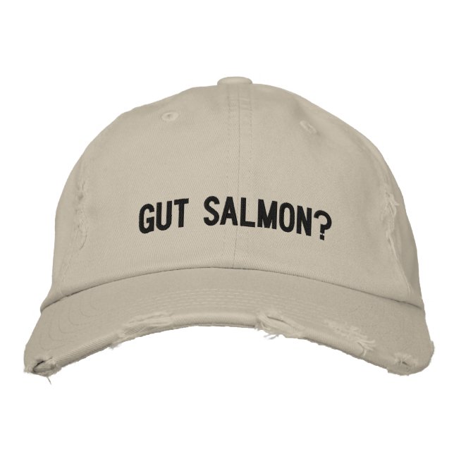 Black and Grey Gut Salmon? Embroidered Baseball Hat (Front)