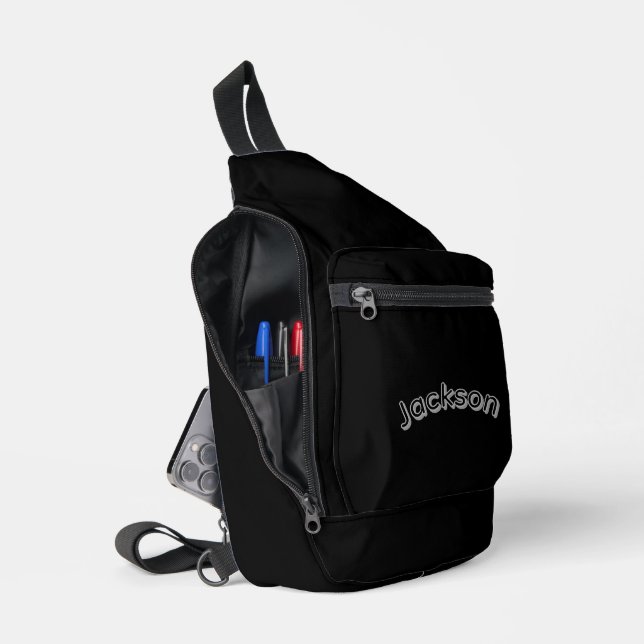 Black And Grey Jackson Name, Sling Bag (Open)