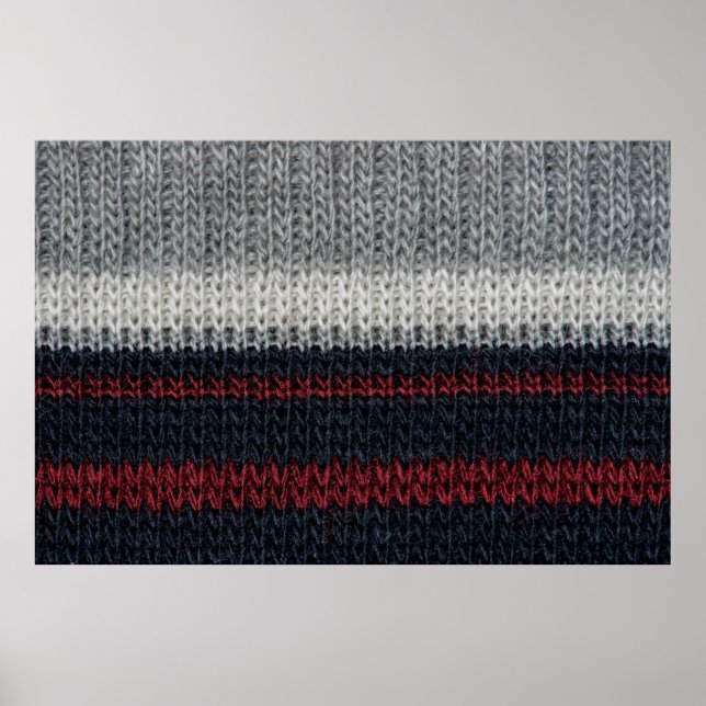 Black and grey knitting wool with red and white st poster (Front)