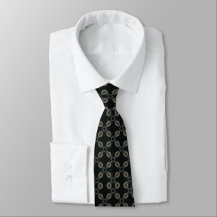 Black And Grey Leaf Pattern Neck Tie