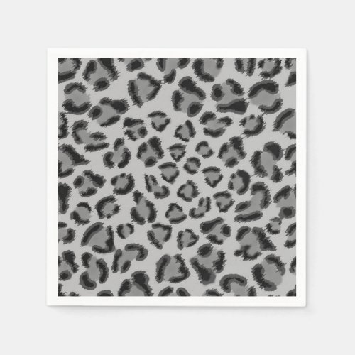 Black and grey Leopard pattern Paper Napkins