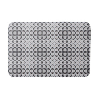 Black and Grey Modern Graphic Tile Pattern Bathroom Mat
