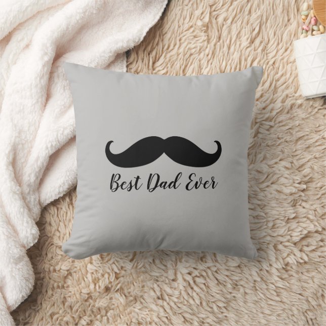Black and Grey Mustache  Throw Pillow (Blanket)