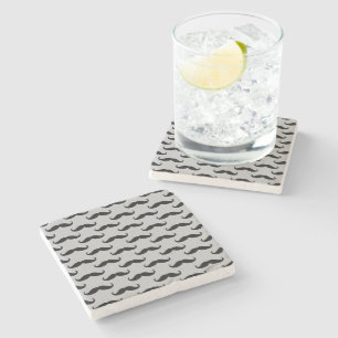 Black and Grey Mustaches Stone Coaster