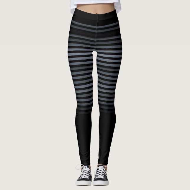 Black and grey or Custom Color Striped Leggings (Front)