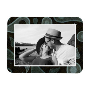 Black and Grey Paisley Pattern Custom Photo Magnet