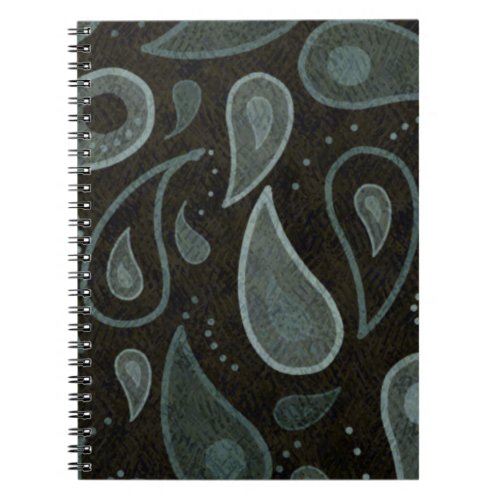 Black and Grey Paisley Pattern Notebook
