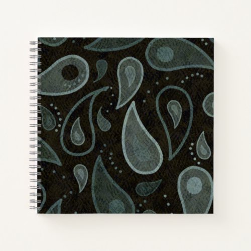 Black and Grey Paisley Pattern Notebook