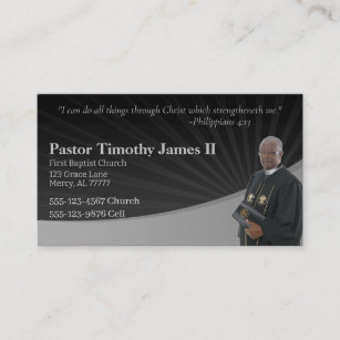 Black and Grey Pastor or Deacon Photo Business Card