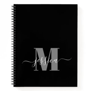 Black and Grey Personalized Monogram Notebook