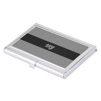 Black and Grey Plaid with Initials Business Card Case