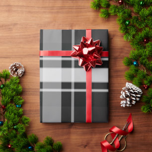 Black and Grey Plaid Wrapping Paper