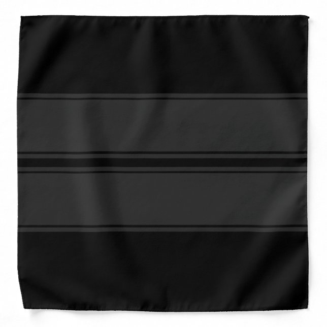 Black and Grey Racing Stripes Muscle Car Bandana (Front)