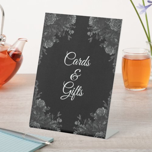 Black and Grey Rose Gothic Wedding Cards Gift Sign