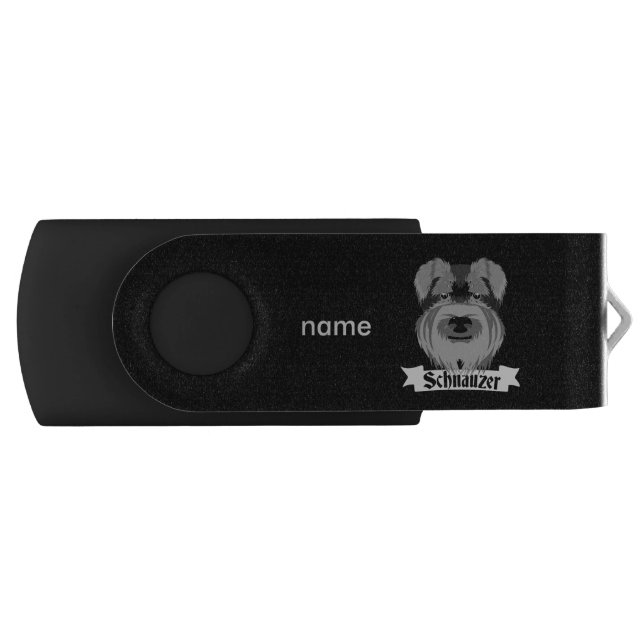 Black and Grey Schnauzer USB Flash Drive (Front)