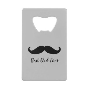 Black and Grey Silver Mustache    Credit Card Bottle Opener