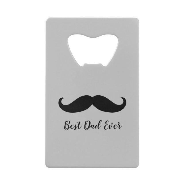 Black and Grey Silver Mustache    Credit Card Bottle Opener (Front)