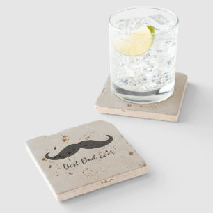 Black and Grey Silver Mustache    Stone Coaster