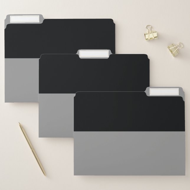 Black and Grey Simple Extra Wide Stripes File Folder (Set)
