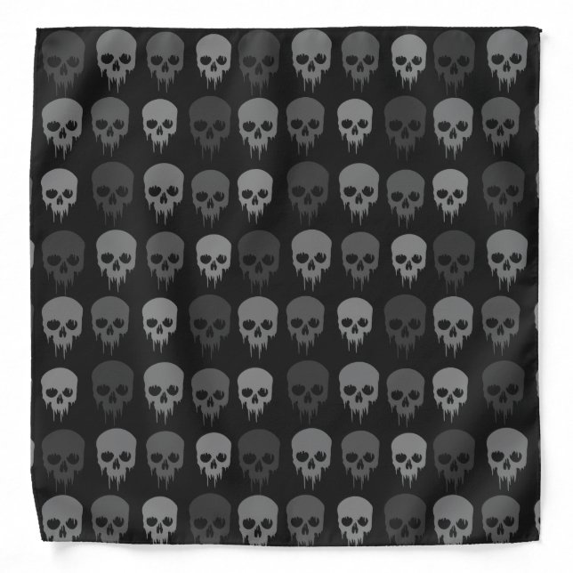 Black and Grey Skull Print Bandana (Front)