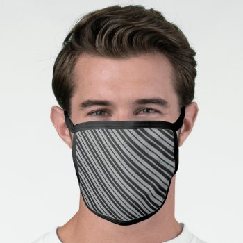 Black And Grey Stripe Dress Face Mask by ChristmasBellsRing at Zazzle