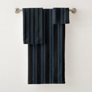 Black and Grey Striped Bath Towel Set