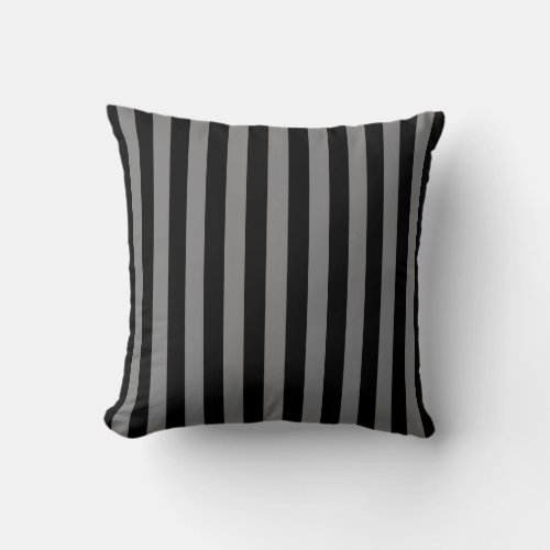 Black and Grey Stripes Pattern Throw Pillow