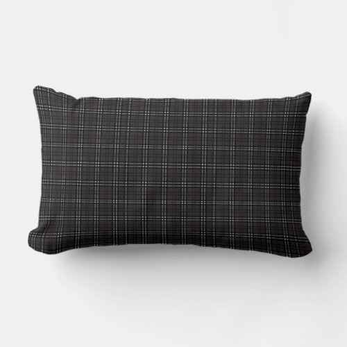 Black and Grey Tartan pattern Lumbar Pillow