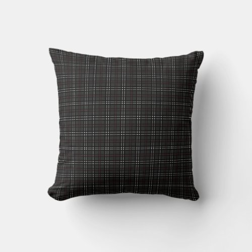 Black and Grey Tartan pattern Throw Pillow
