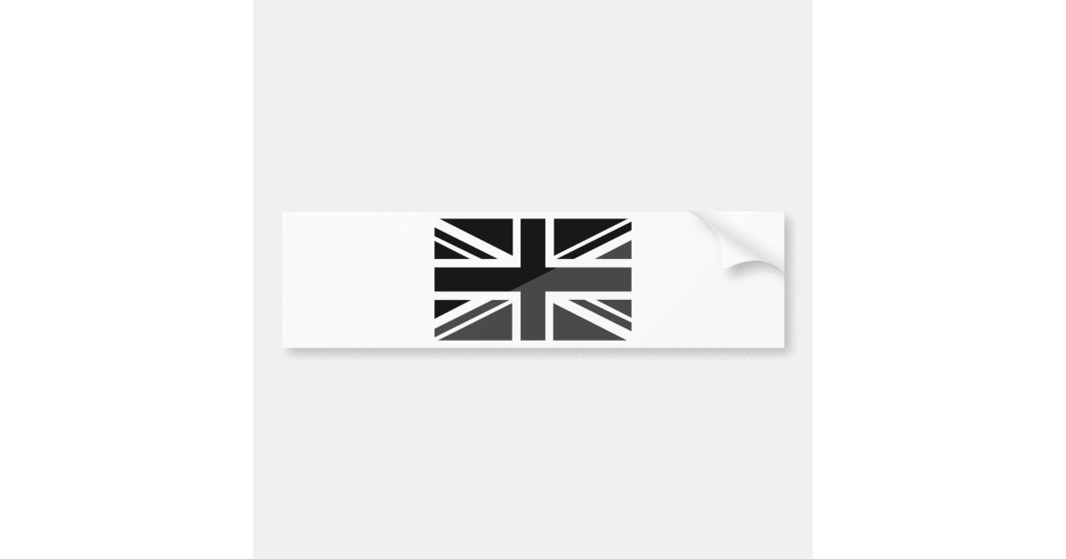 Black and grey Union Jack British(UK) Flag Bumper Sticker Zazzle