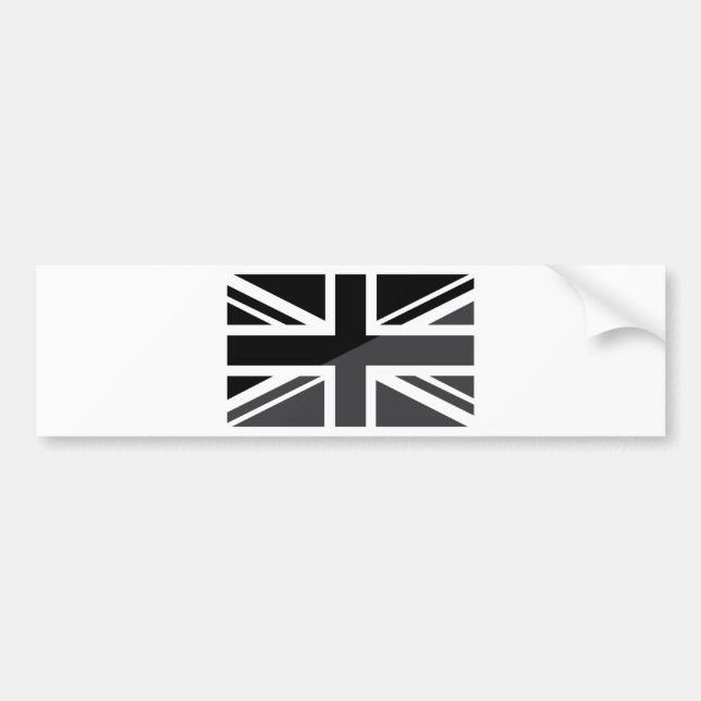 Black and grey Union Jack British(UK) Flag Bumper Sticker (Front)