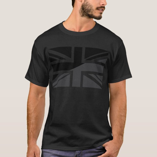 Black and grey Union Jack British(UK) Flag T-Shirt (Front)