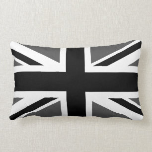 Black and Grey Union Jack Lumbar Pillow