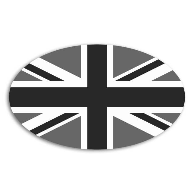 Black and Grey Union Jack Oval Sticker (Black and Grey Union Jack Oval Sticker)