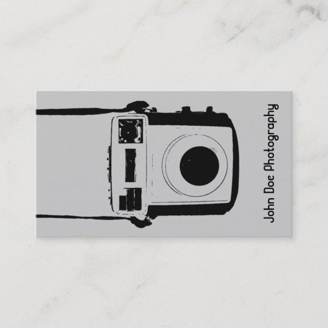 Black and Grey Vintage Camera Business Card (Front)