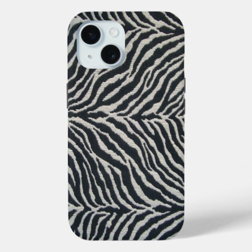 Black and grey zebra print iPhone 15 case