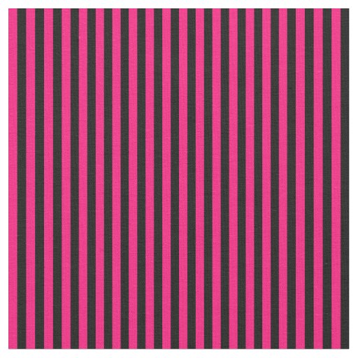 Black and Hot Crimson Pink Stripes Fabric