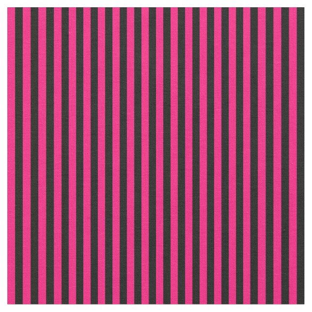 Black and Hot Crimson Pink Stripes Fabric (Close Up)