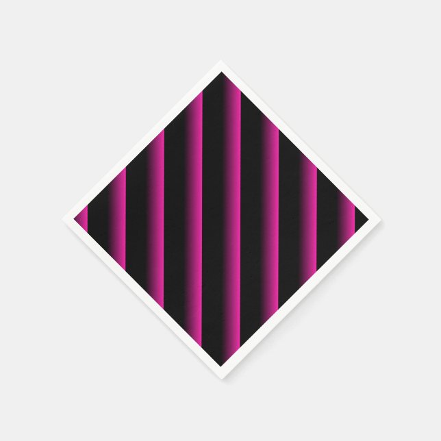 Black and Hot Pink Blended Diagonal Stripe Paper Napkins (Corner)