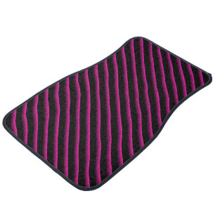 Black and Hot Pink Blended Diagonal Stripes Car Floor Mat
