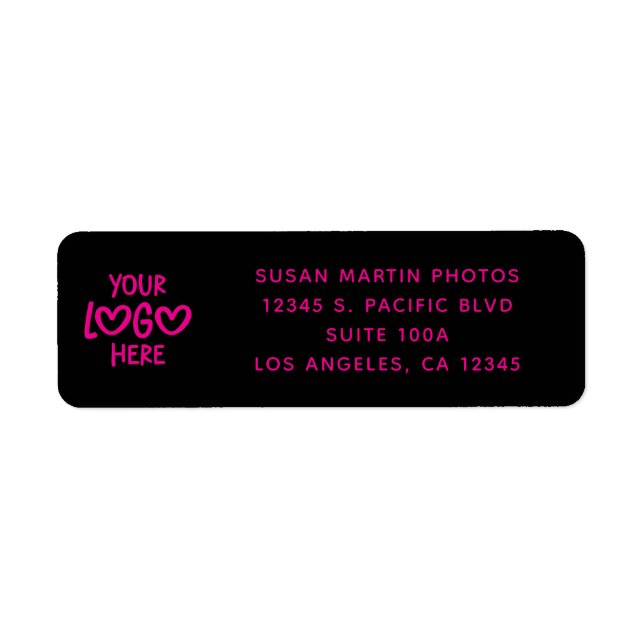 Black and Hot Pink Business Logo Modern Minimalist Label (Front)