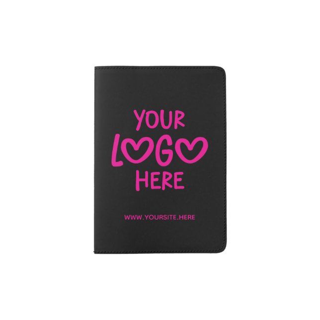 Black and Hot Pink Business Logo Site Passport Holder (Front)