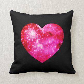 Black and Hot Pink Celestial Heart Throw Pillow