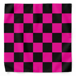 Black and Hot Pink Checkered Bandana
