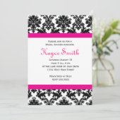 Black and hot Pink Damask Invitation (Standing Front)