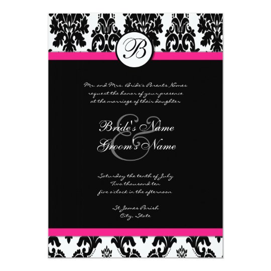 Hot Pink And Black Wedding Invitations 5