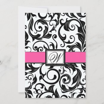 Black And Hot Pink Damask Wedding Invitations by natureprints at Zazzle
